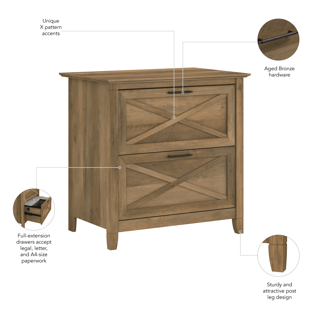 Shop Bush Furniture Key West 2 Drawer Lateral File Cabinet, Image 07, KWF130RCP-03, #color_reclaimed pine