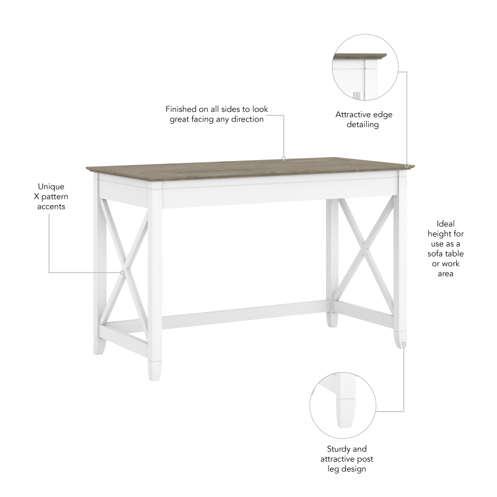 Shop Bush Furniture Key West 48W Writing Desk, Image 06, KWD148G2W-03, #color_shiplap gray/pure white