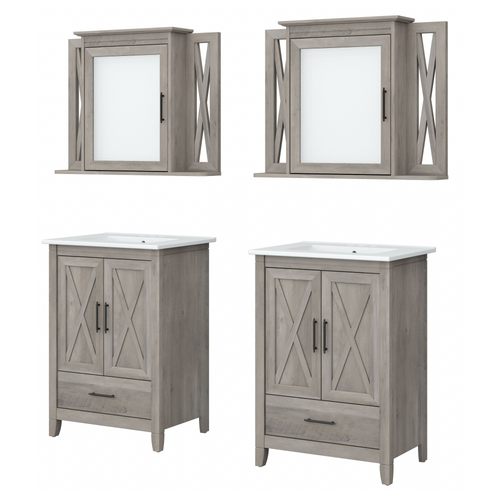 Shop Bush Furniture Key West 48W Double Vanity Set with Sinks and Medicine Cabinets, Image 01, KWS041DG, #color_driftwood gray