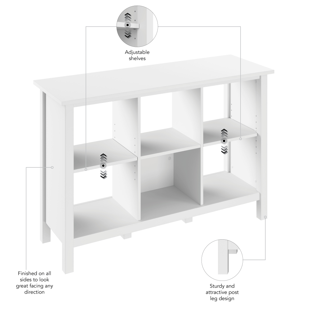 Shop Bush Furniture Broadview 6 Cube Organizer, Image 08, BDB145WH-03, #color_pure white