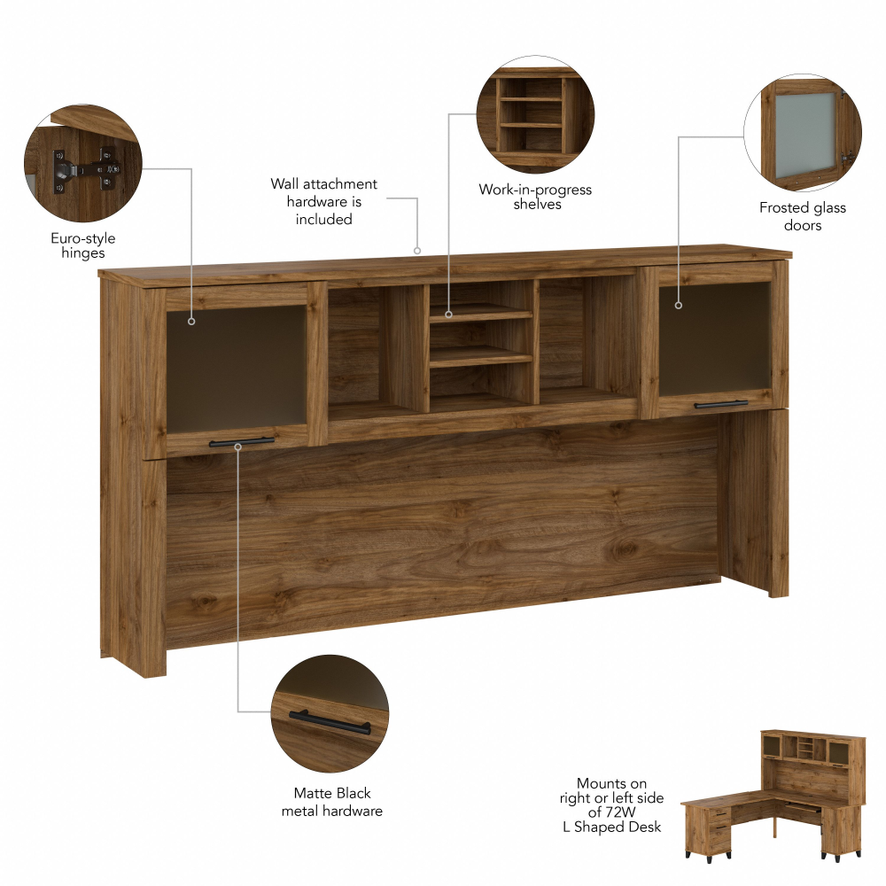 Shop Bush Furniture Somerset 72W L Shaped Desk with Hutch, Lateral File Cabinet and Bookcase, Image 08, SET012FW, #color_fresh walnut