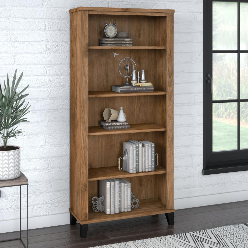 Shop Bush Furniture Somerset Tall 5 Shelf Bookcase, Image 02, WC81365, #color_fresh walnut
