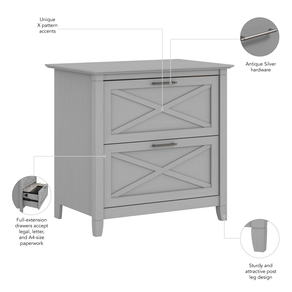 Shop Bush Furniture Key West 2 Drawer Lateral File Cabinet, Image 07, KWF130CG-03, #color_cape cod gray