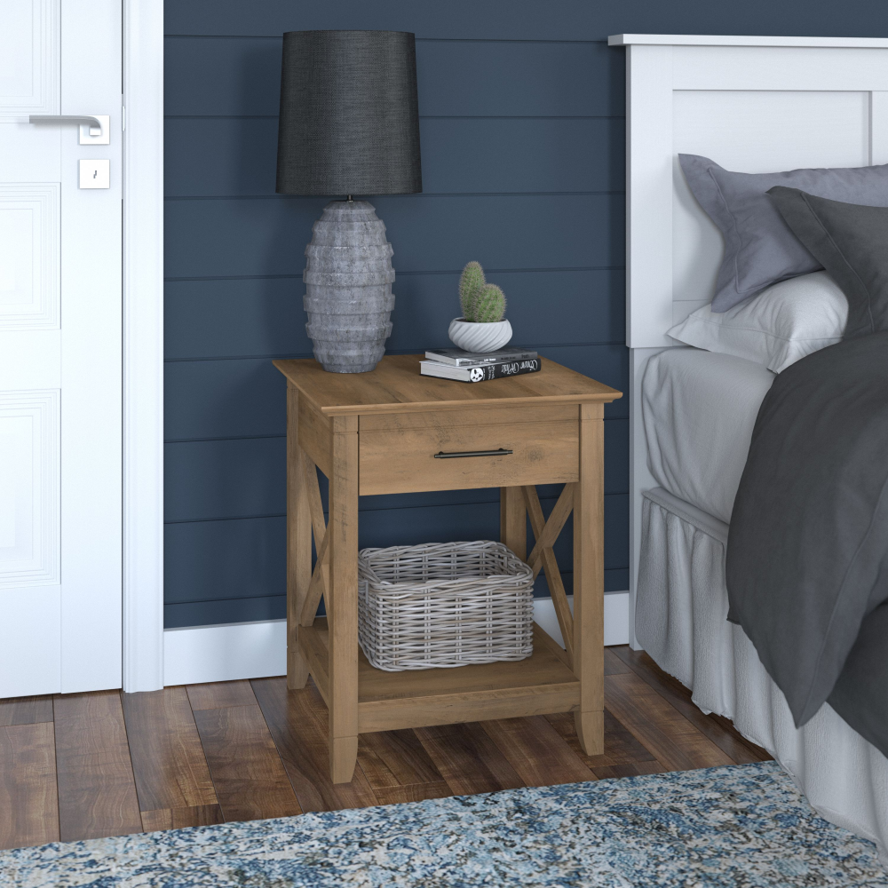 Shop Bush Furniture Key West Nightstand with Drawer, Image 02, KWT120RCP-Z, #color_reclaimed pine