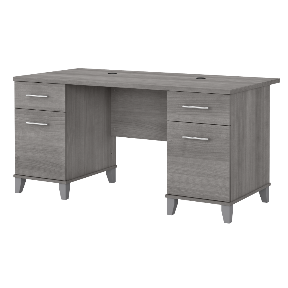 Shop Bush Furniture Somerset 60W Office Desk with Drawers, Image 01, WC81228K, #color_platinum gray