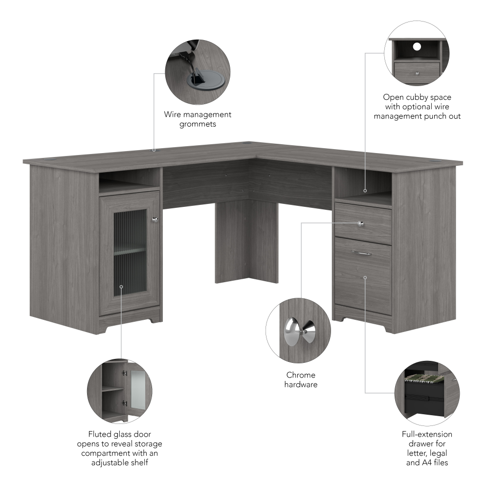 Shop Bush Furniture Cabot 60W L Shaped Computer Desk with Storage, Image 08, WC31330K, #color_modern gray