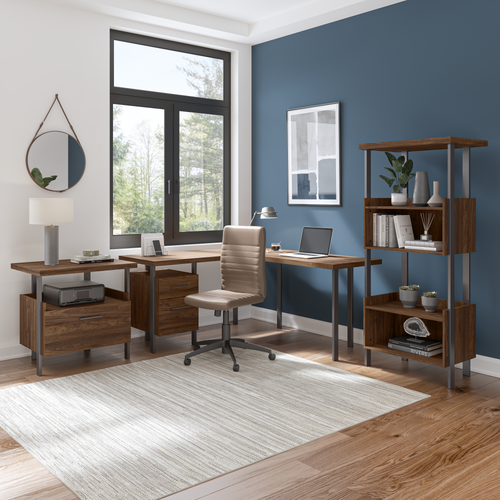 Shop Bush Furniture Architect 4 Shelf Bookcase, Image 04, ACB131MW-03, #color_modern walnut
