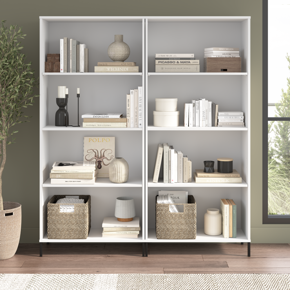 Shop Bush Furniture Soho 4 Shelf Bookcase - Set of 2, Image 02, SHH003WH, #color_white