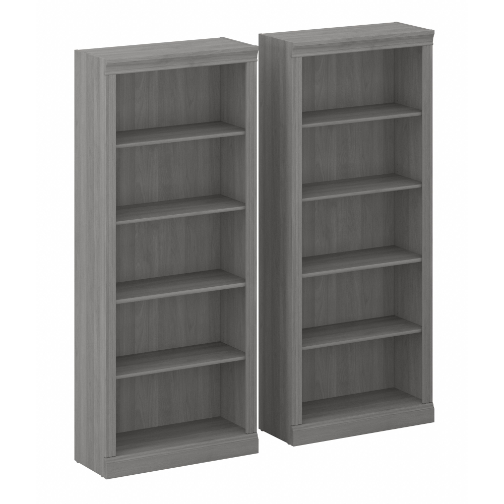Shop Bush Furniture Saratoga Tall 5 Shelf Bookcase - Set of 2, Image 01, SAR008MG, #color_modern gray