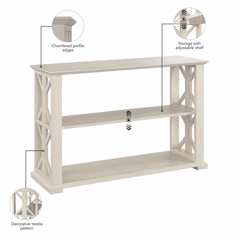 Shop Bush Furniture Homestead Console Table with Shelves, Image 07, HOT248LW-03, #color_linen white oak