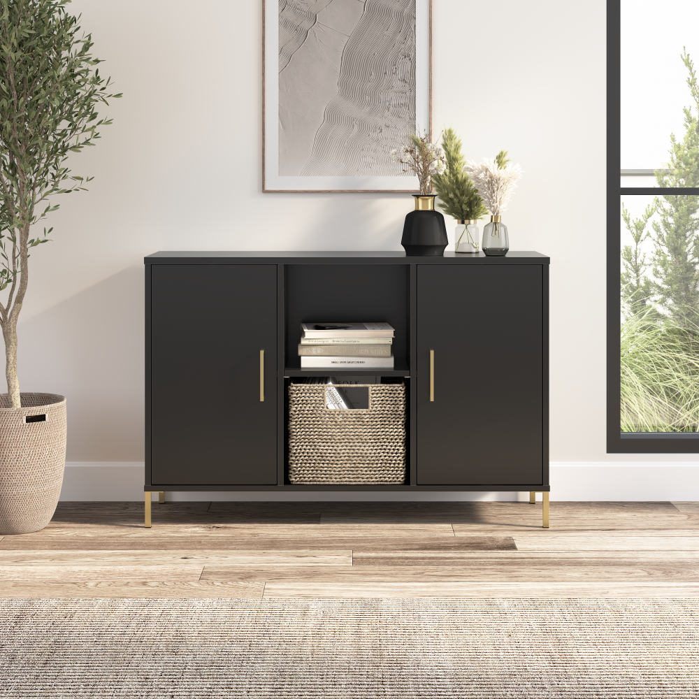 Shop Bush Furniture Soho Accent Cabinet with Doors, Image 02, SHS143BL-Z, #color_black stipple