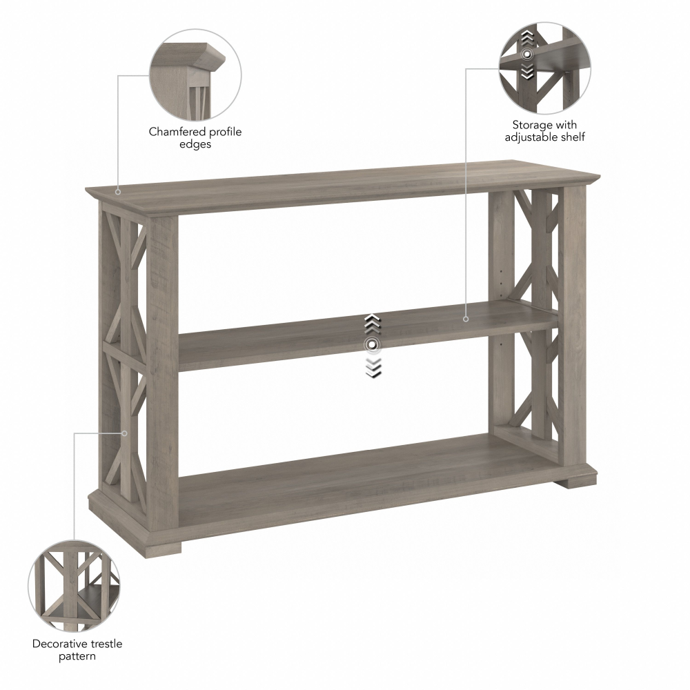 Shop Bush Furniture Homestead Console Table with Shelves, Image 08, HOT248DG-03, #color_driftwood gray