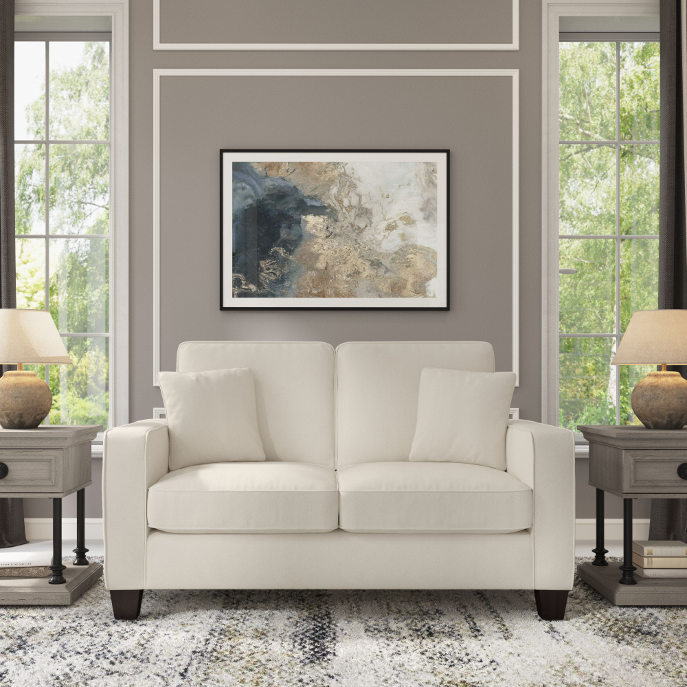 Shop Bush Furniture Stockton 61W Loveseat, Image 02, SNJ61SCRH-03K, #color_cream herringbone fabric
