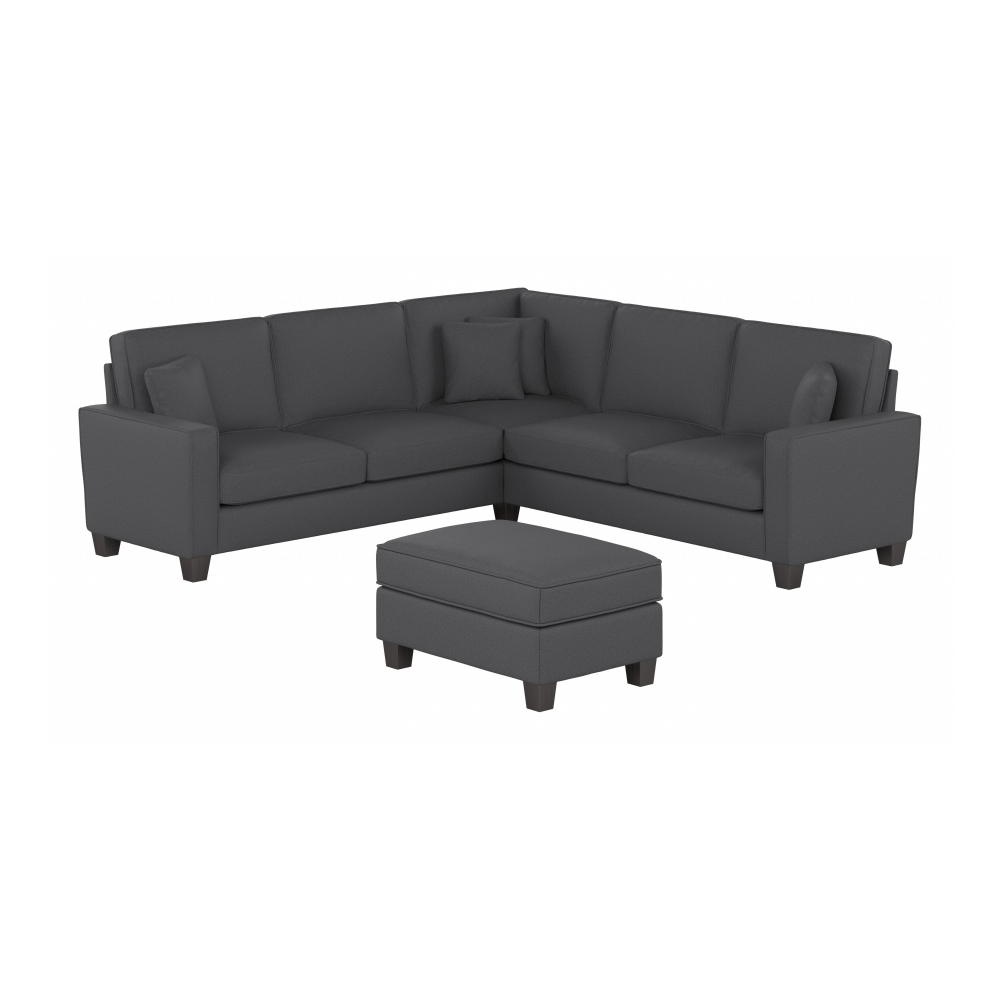 Shop Bush Furniture Stockton 99W L Shaped Sectional Couch with Ottoman, Image 01, SKT003CGH, #color_charcoal gray herringbone fabr