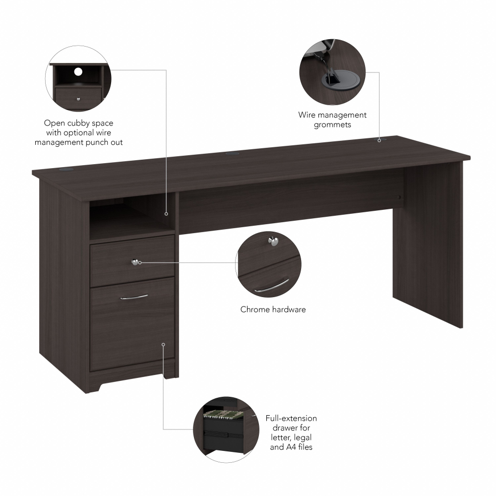 Shop Bush Furniture Cabot 72W Computer Desk with Drawers, Image 08, WC31772, #color_heather gray