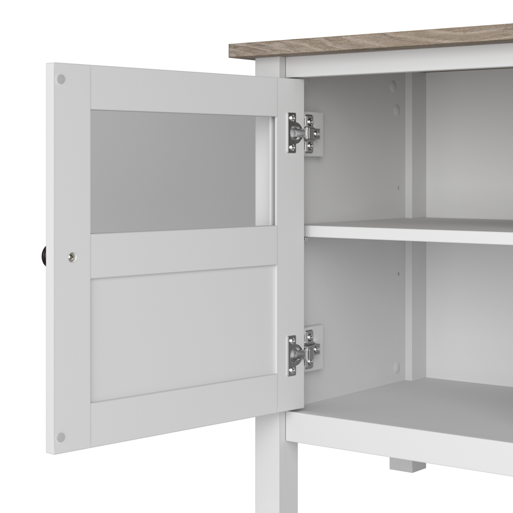 Shop Bush Furniture Mayfield 60W TV Stand with Bookcases, Image 04, MAY031GW2, #color_shiplap gray/pure white
