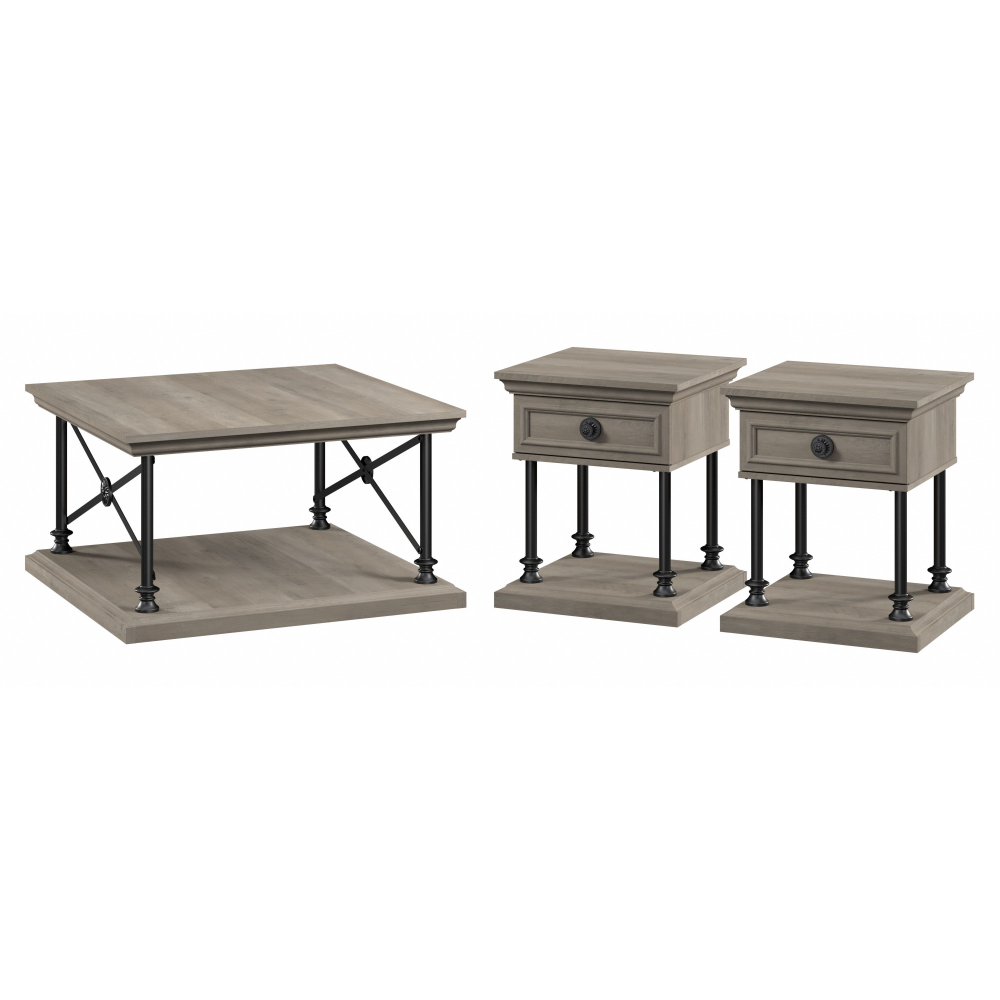 Shop Bush Furniture Coliseum Square Coffee Table with Designer End Tables, Image 01, CSM006DG, #color_driftwood gray