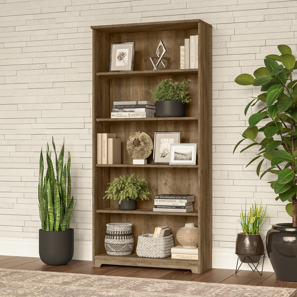 Shop Bush Furniture Cabot Tall 5 Shelf Bookcase, Image 02, WC31566-03, #color_reclaimed pine
