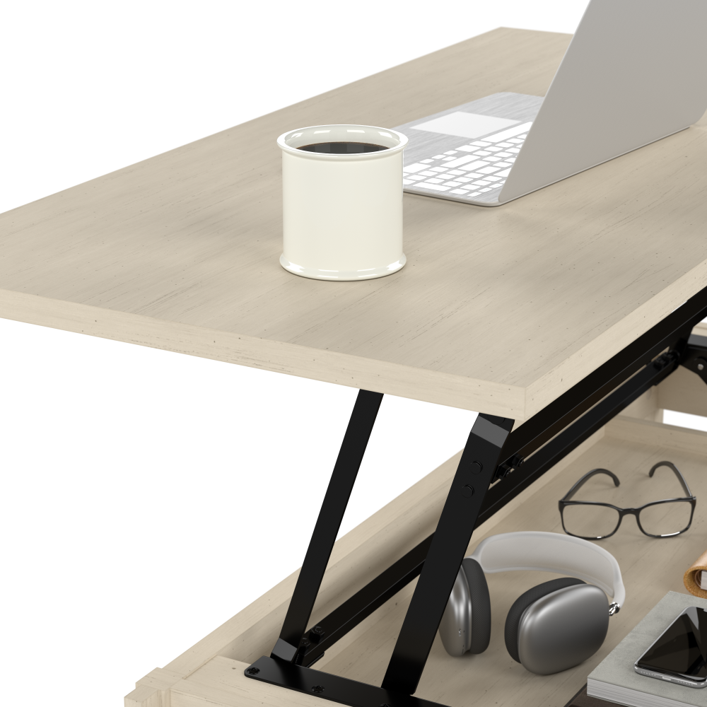 Shop Bush Furniture Salinas Lift Top Coffee Table Desk with Storage, Image 08, SAT348AW-03, #color_antique white