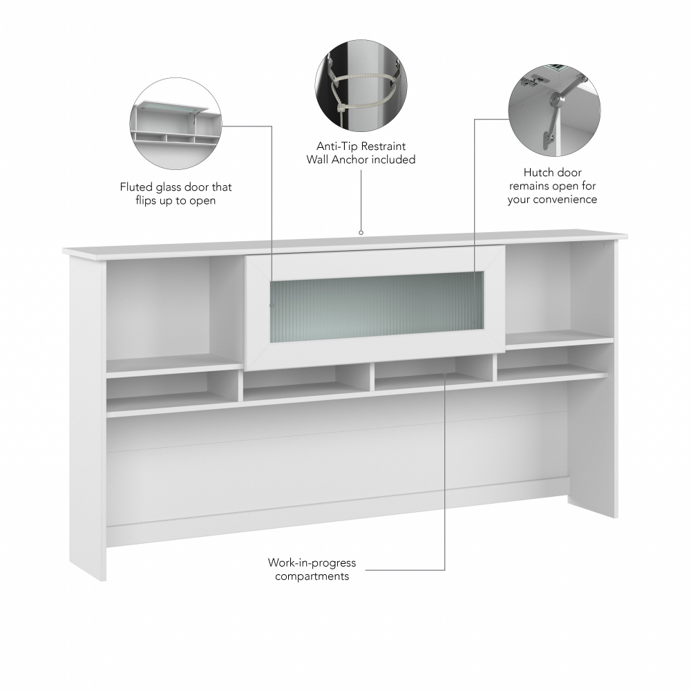 Shop Bush Furniture Cabot 72W Desk Hutch, Image 07, WC31973, #color_white