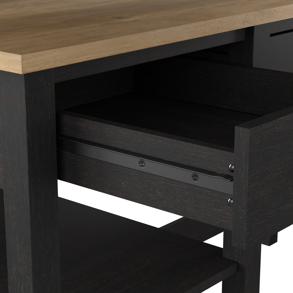 Shop Bush Furniture Mayfield 54W Computer Desk with Shelves, Image 06, MAD154V2P-03, #color_vintage black/reclaimed pine