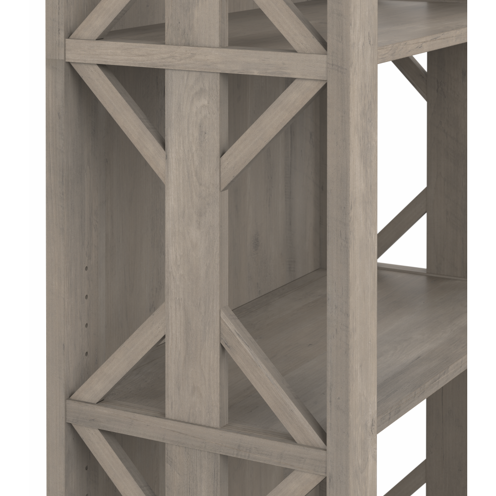Shop Bush Furniture Homestead 4 Shelf Farmhouse Bookcase, Image 06, HOB166DG-03, #color_driftwood gray