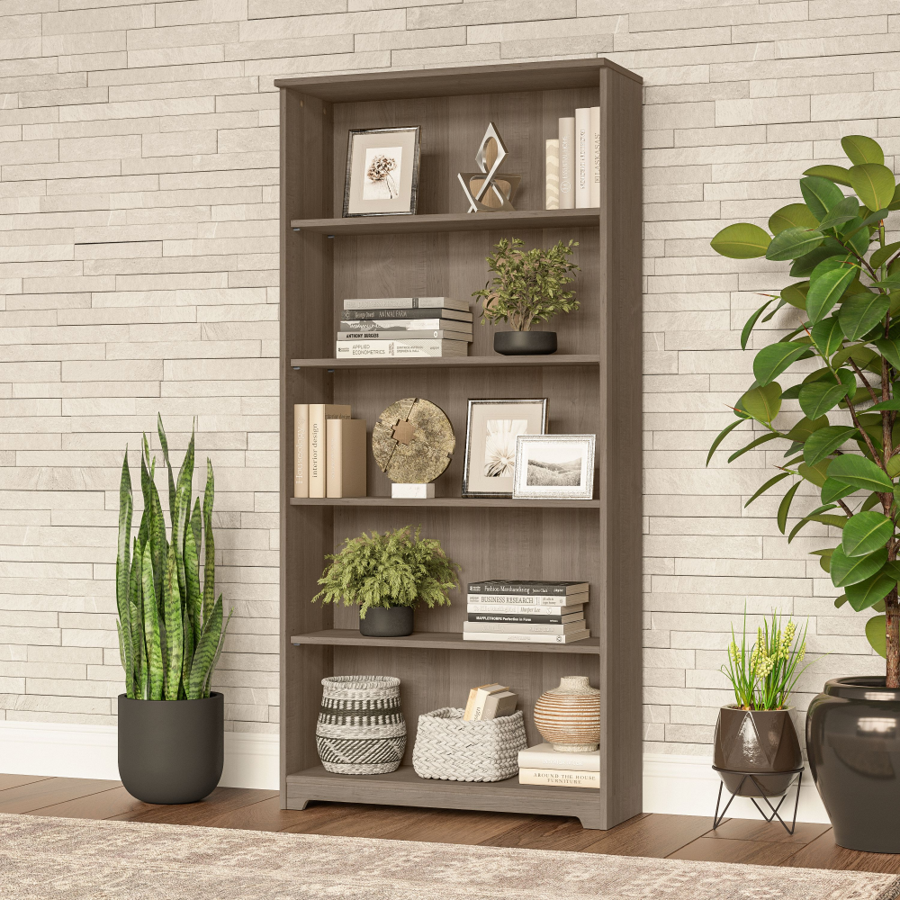 Shop Bush Furniture Cabot Tall 5 Shelf Bookcase, Image 02, WC31266, #color_ash gray