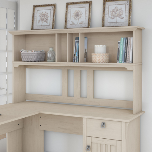 Shop Bush Furniture Salinas 60W Hutch for L Shaped Desk, Image 02, SAH160AW-03, #color_antique white