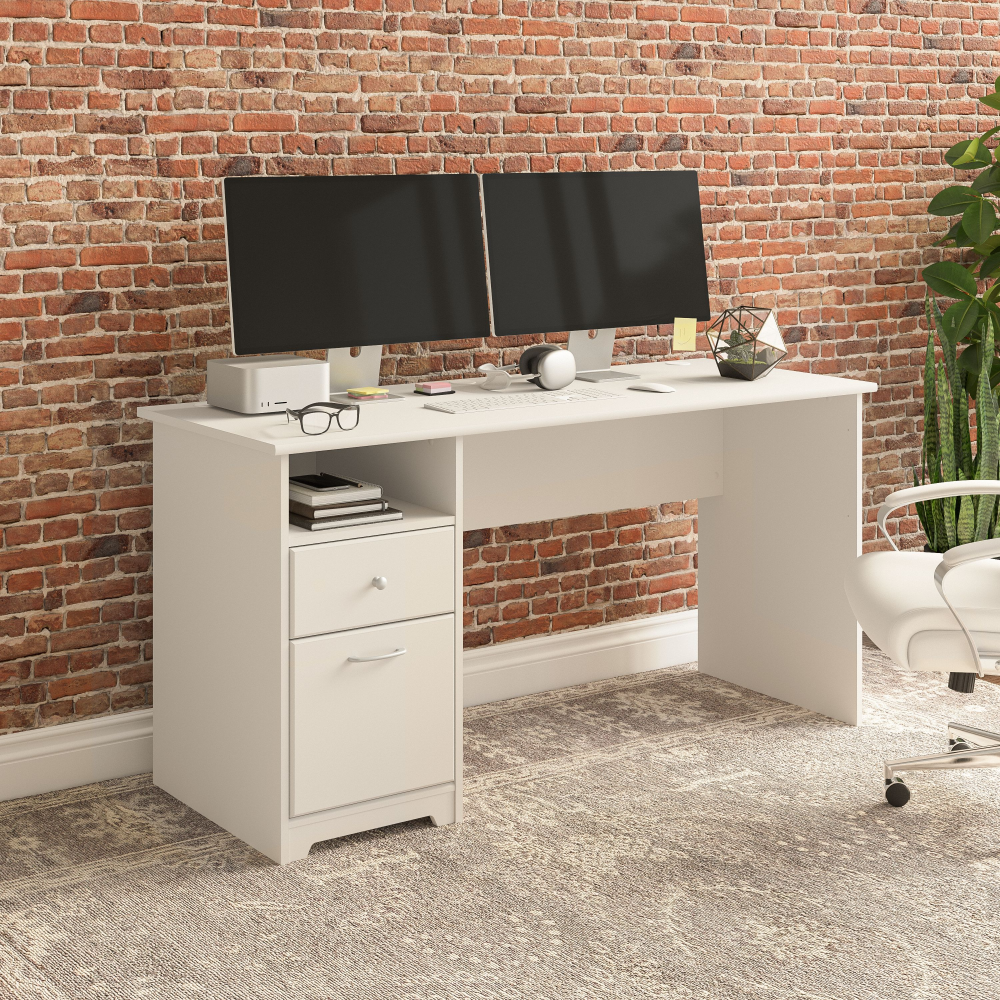 Shop Bush Furniture Cabot 60W Computer Desk with Drawers, Image 02, WC31960, #color_white