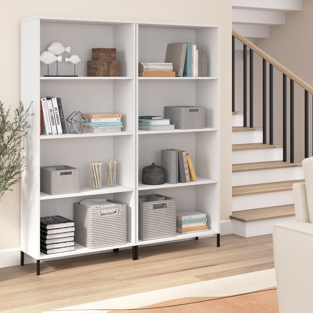 Shop Bush Furniture Essence 4 Shelf Bookcase - Set of 2, Image 02, ESE004WH, #color_white