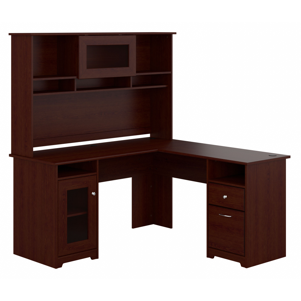 Shop Bush Furniture Cabot 60W L Shaped Computer Desk with Hutch and Storage, Image 01, CAB001HVC, #color_harvest cherry