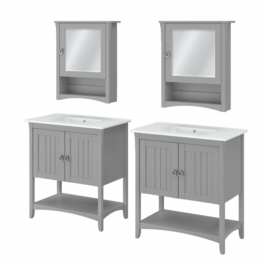Shop Bush Furniture Salinas 64W Double Vanity Set with Sinks and Medicine Cabinets, Image 01, SAL033CG, #color_cape cod gray