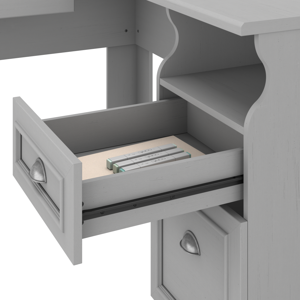 Shop Bush Furniture Fairview 60W L Shaped Desk with Drawers and Storage Cabinet, Image 07, WC53530-03K, #color_cape cod gray