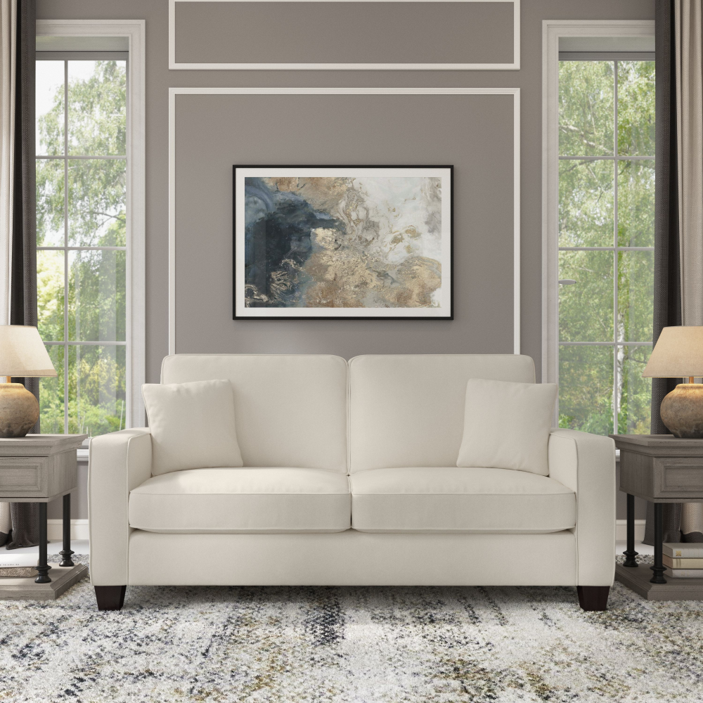Shop Bush Furniture Stockton 73W Sofa, Image 02, SNJ73SCRH-03K, #color_cream herringbone fabric