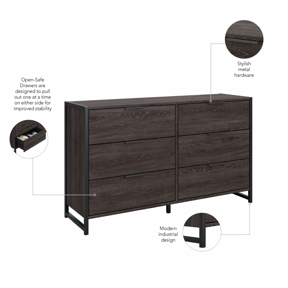 Shop Bush Furniture Atria 6 Drawer Dresser, Image 09, ARS160CRK, #color_charcoal gray