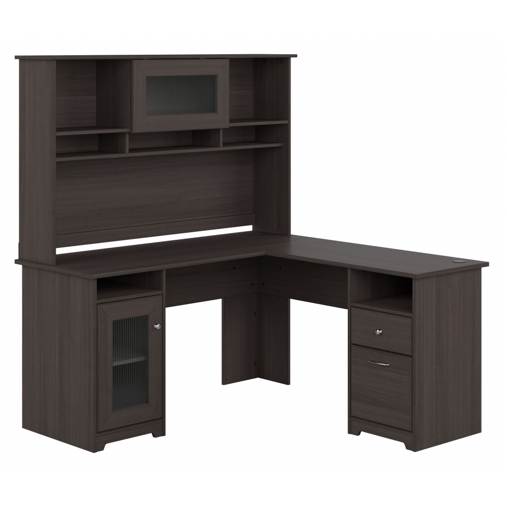 Shop Bush Furniture Cabot 60W L Shaped Computer Desk with Hutch and Storage, Image 01, CAB001HRG, #color_heather gray