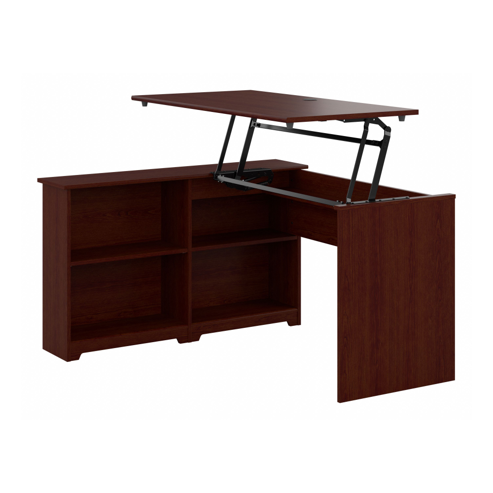 Shop Bush Furniture Cabot 52W 3 Position Sit to Stand Corner Bookshelf Desk, Image 01, WC31416-03, #color_harvest cherry