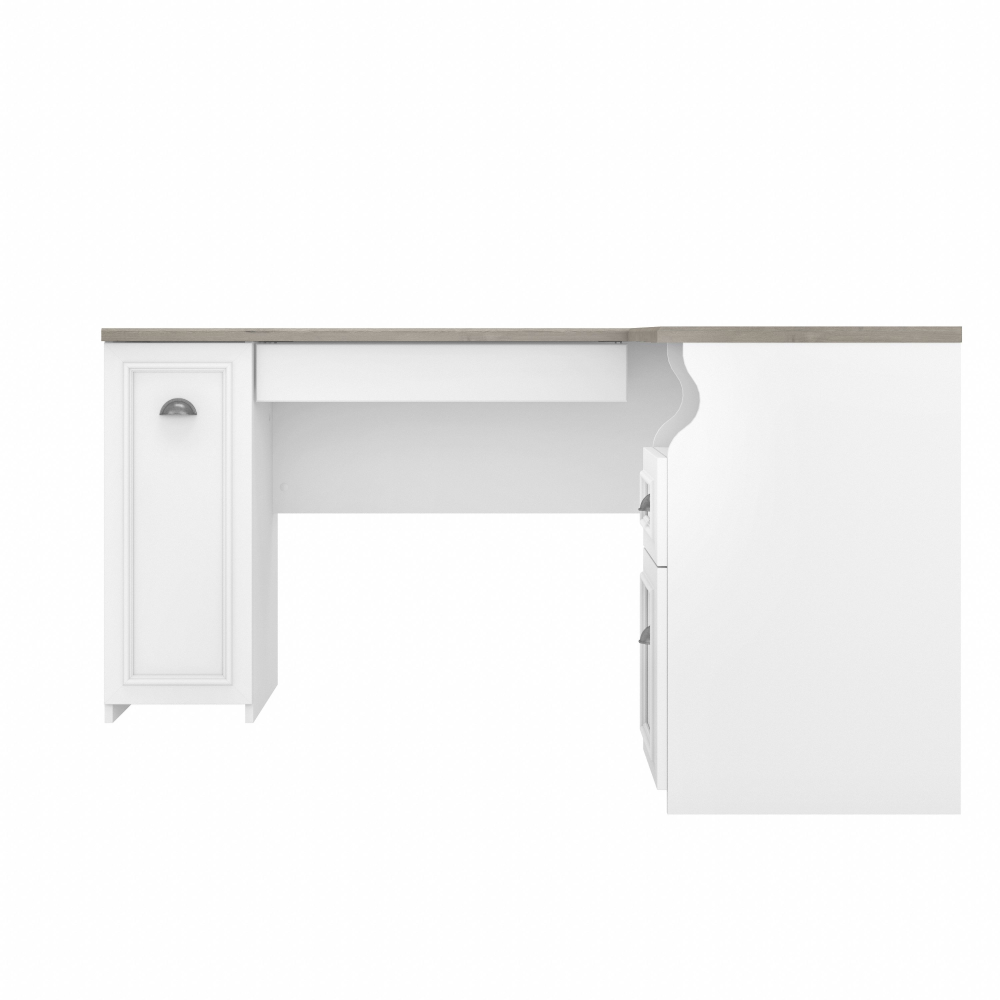 Shop Bush Furniture Fairview 60W L Shaped Desk with Drawers and Storage Cabinet, Image 03, WC53630-03K, #color_shiplap gray/pure white