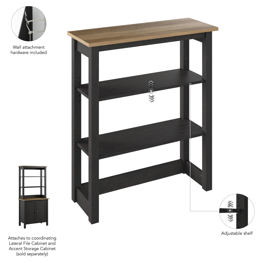 Shop Bush Furniture Mayfield Tall Hutch Organizer, Image 06, MAH131V2P-03, #color_vintage black/reclaimed pine