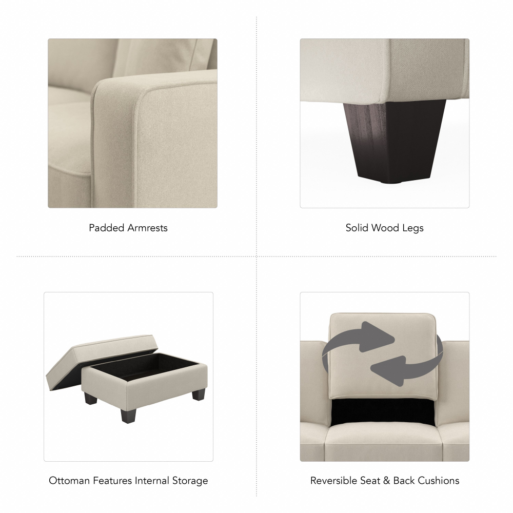 Shop Bush Furniture Stockton Accent Chair with Ottoman Set, Image 06, SKT010CRH, #color_cream herringbone fabric