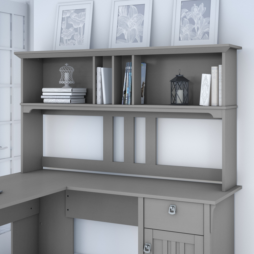 Shop Bush Furniture Salinas 60W Hutch for L Shaped Desk, Image 02, SAH160CG-03, #color_cape cod gray
