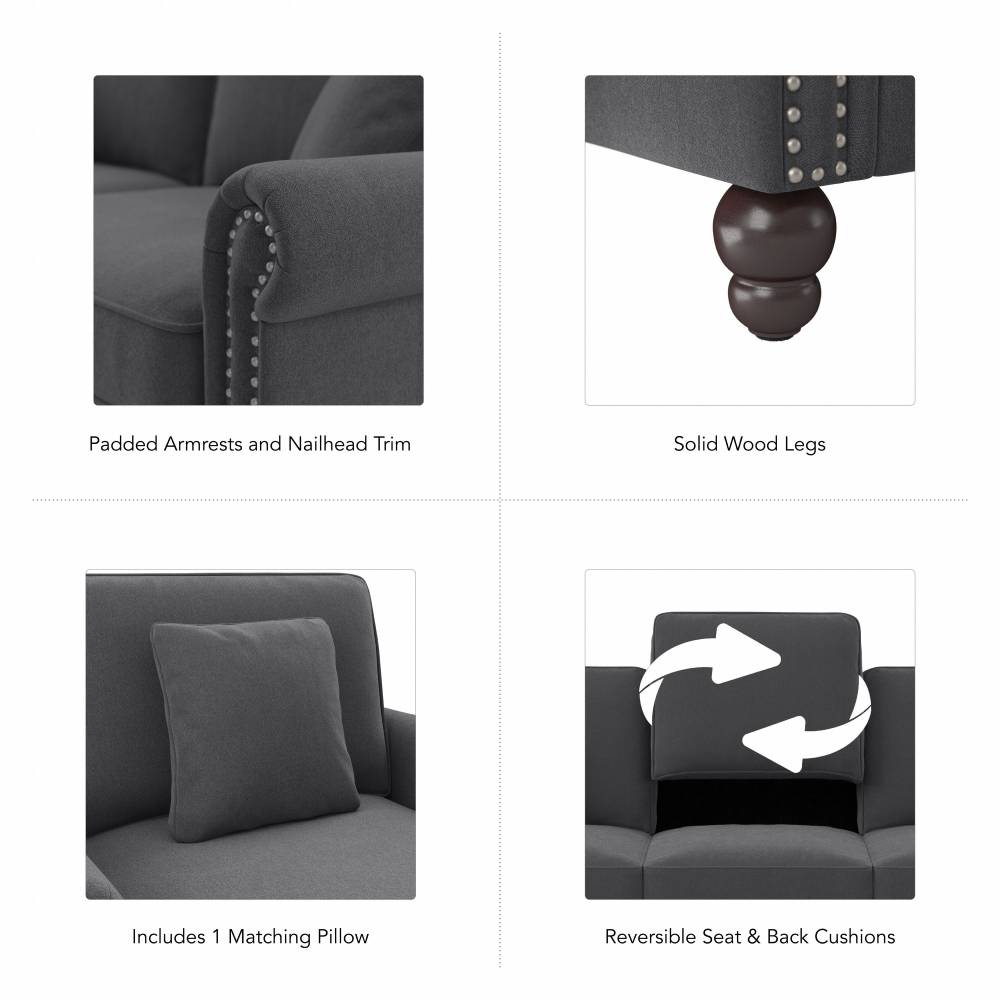 Shop Bush Furniture Coventry Chaise Lounge with Arms, Image 08, CVM41BCGH-03K, #color_charcoal gray herringbone fabr