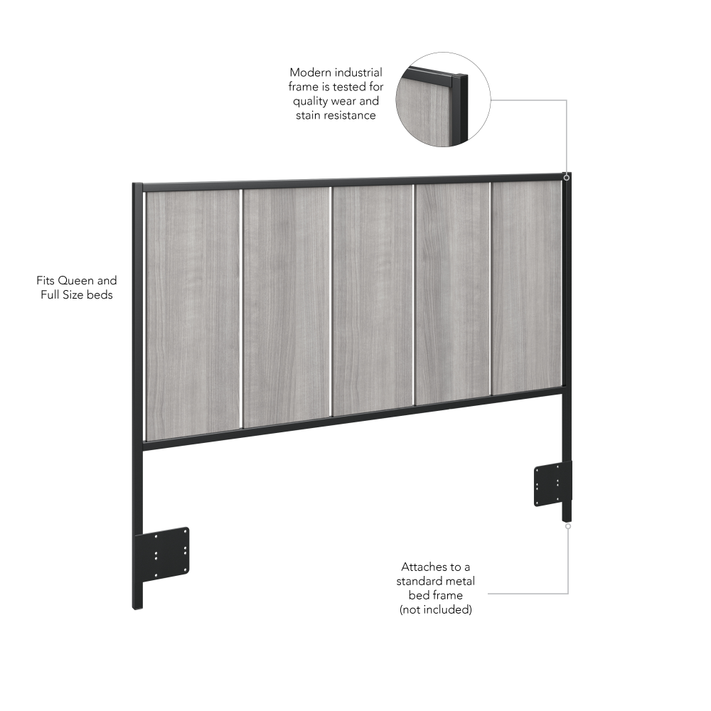 Shop Bush Furniture Atria Full/Queen Size Headboard, Image 06, ARQ165PG, #color_platinum gray