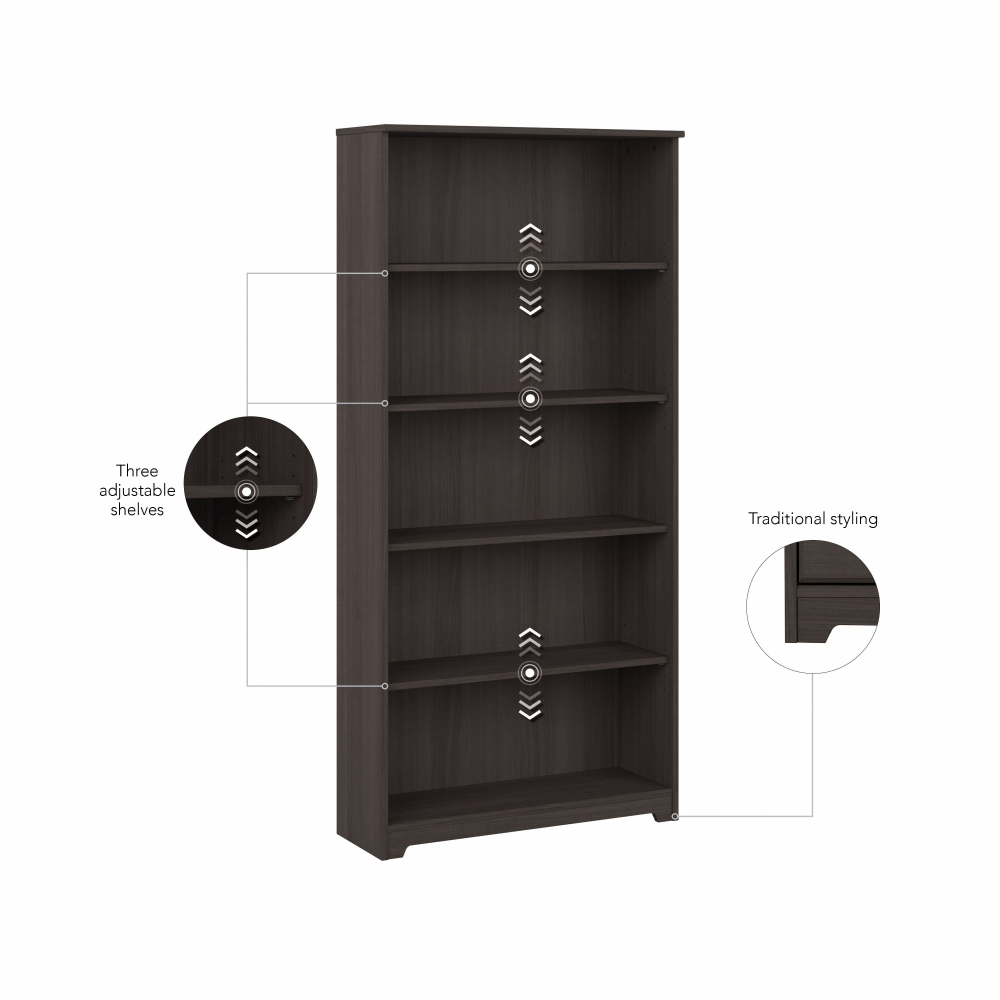 Shop Bush Furniture Cabot Tall 5 Shelf Bookcase, Image 06, WC31766, #color_heather gray