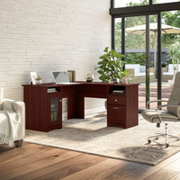 Shop Bush Furniture Cabot 60W L Shaped Computer Desk, Image 02, WC31430-03K, #color_harvest cherry