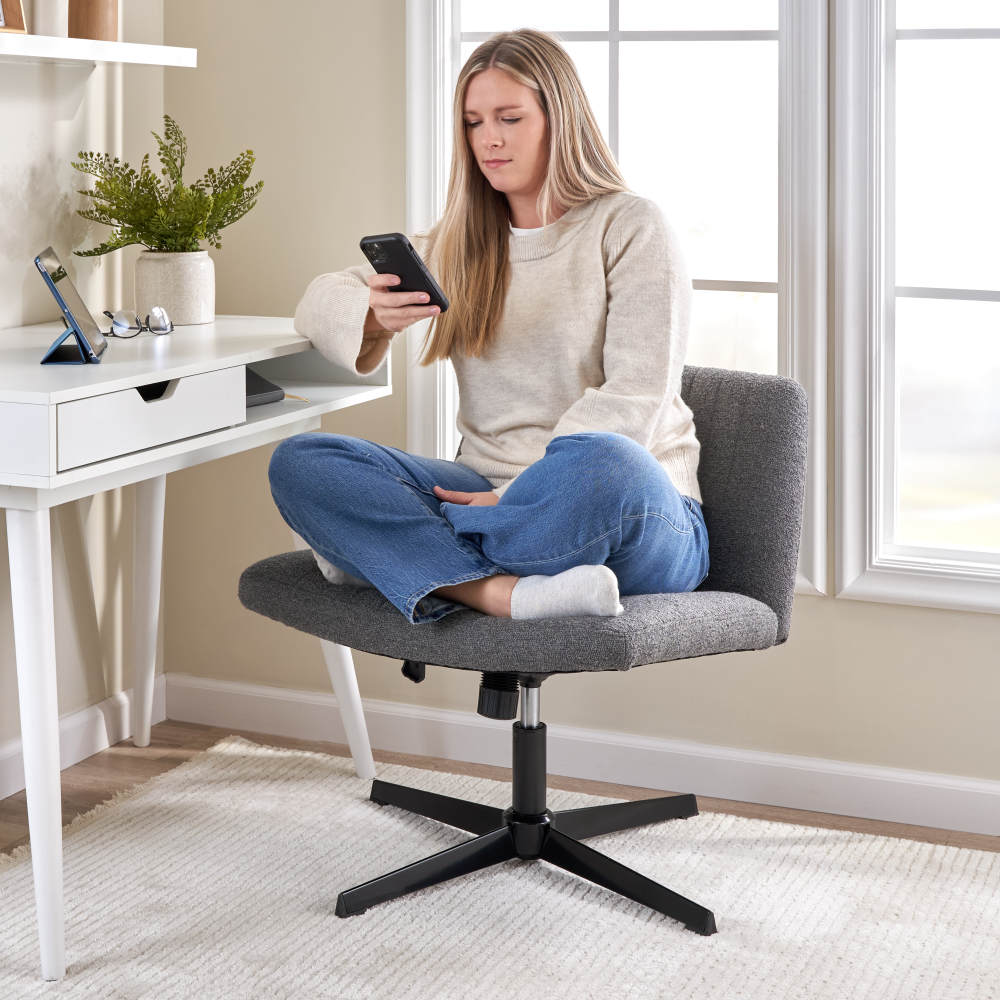 Shop Bush Furniture Sutton Armless Computer Chair Without Wheels, Image 03, CH4201DCF-03, #color_dark charcoal fabric
