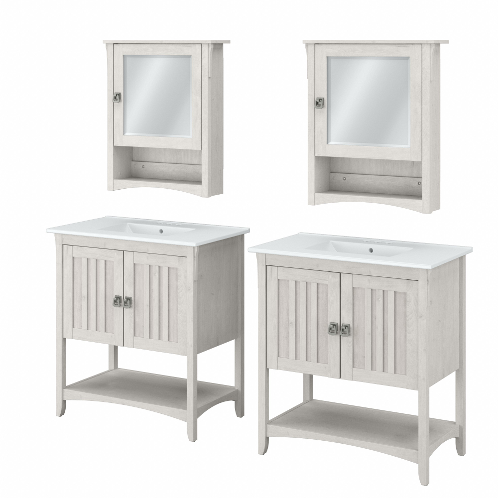 Shop Bush Furniture Salinas 64W Double Vanity Set with Sinks and Medicine Cabinets, Image 01, SAL033LW, #color_linen white oak