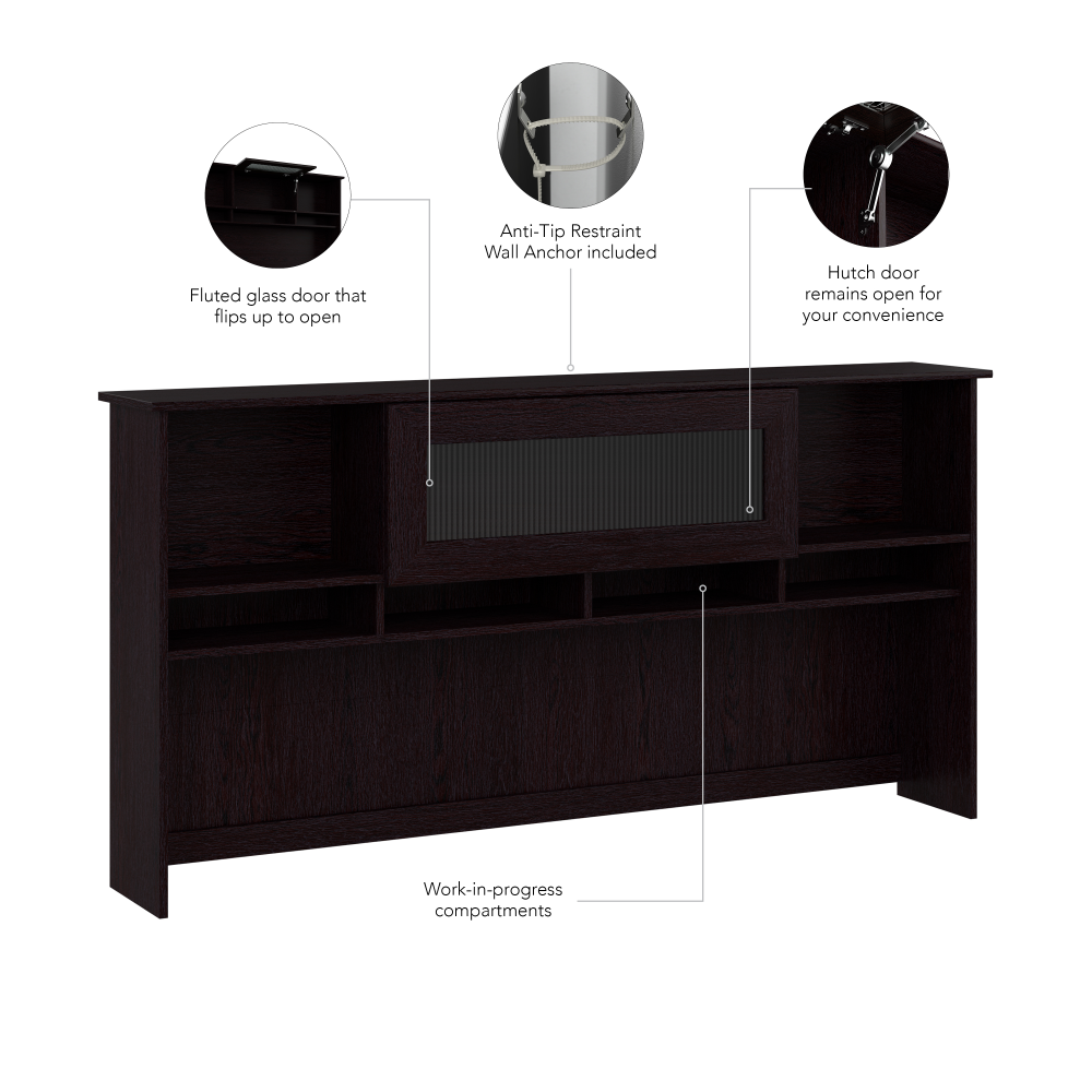 Shop Bush Furniture Cabot 72W Desk Hutch, Image 07, WC31873, #color_espresso oak