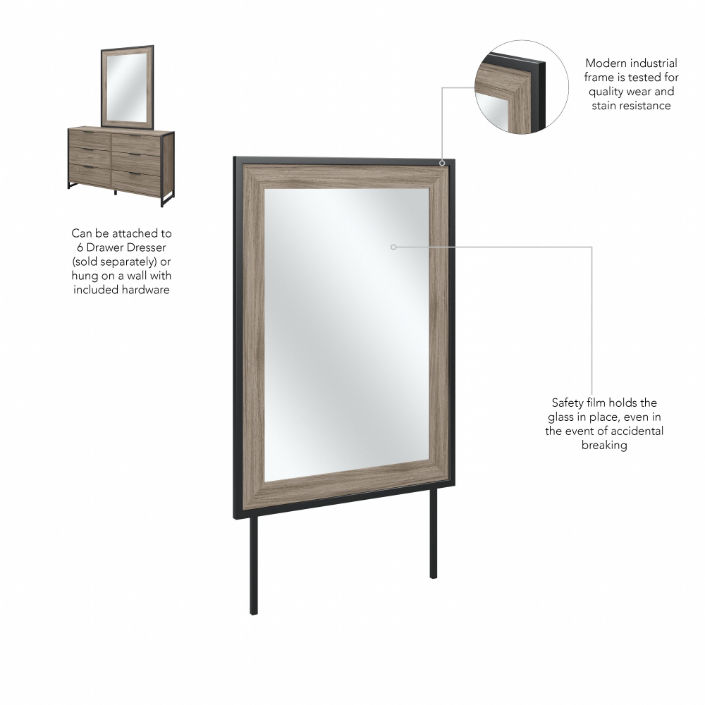 Shop Bush Furniture Atria Bedroom Mirror, Image 06, ARA130MH, #color_modern hickory