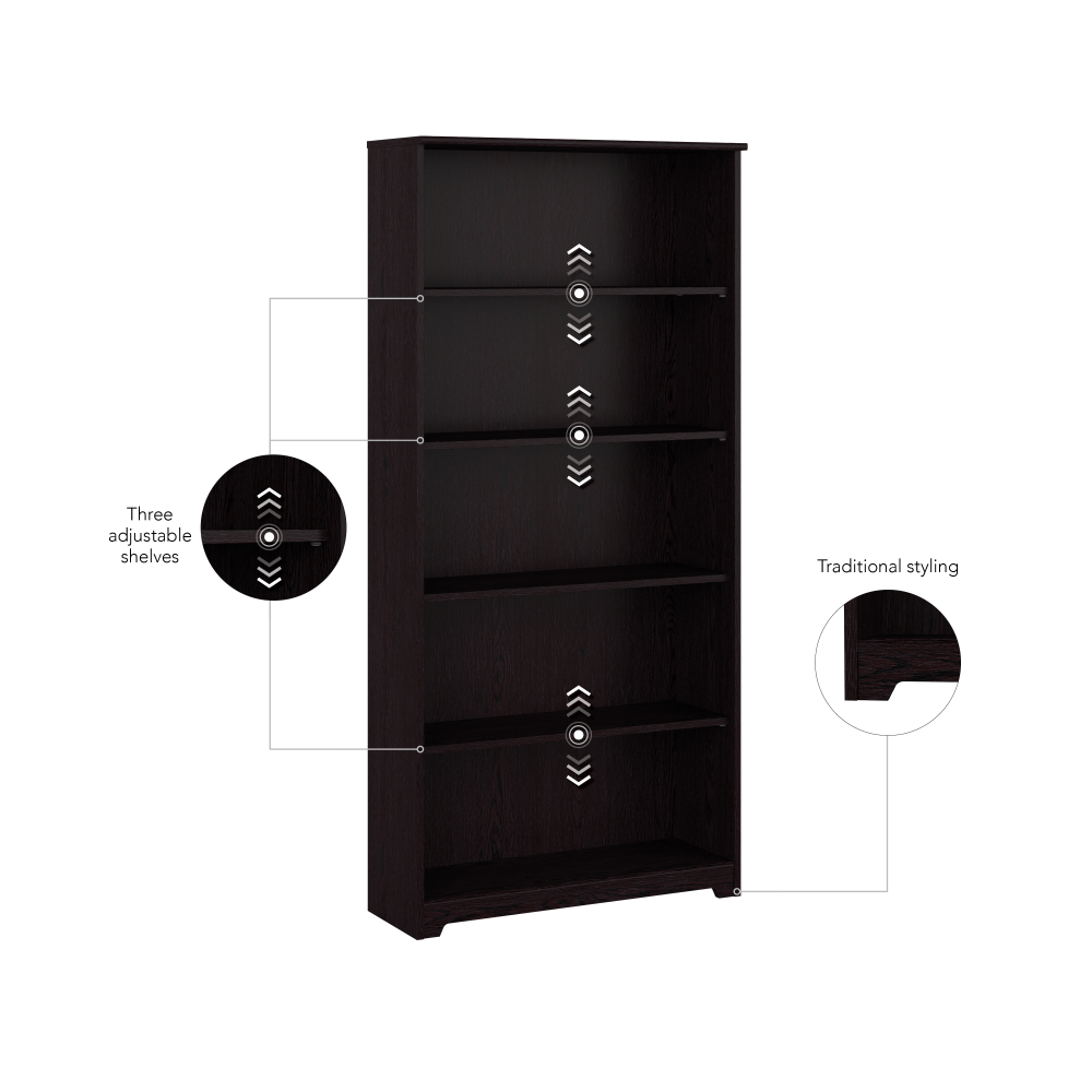 Shop Bush Furniture Cabot 5 Shelf Bookcase, Image 06, WC31866-03, #color_espresso oak